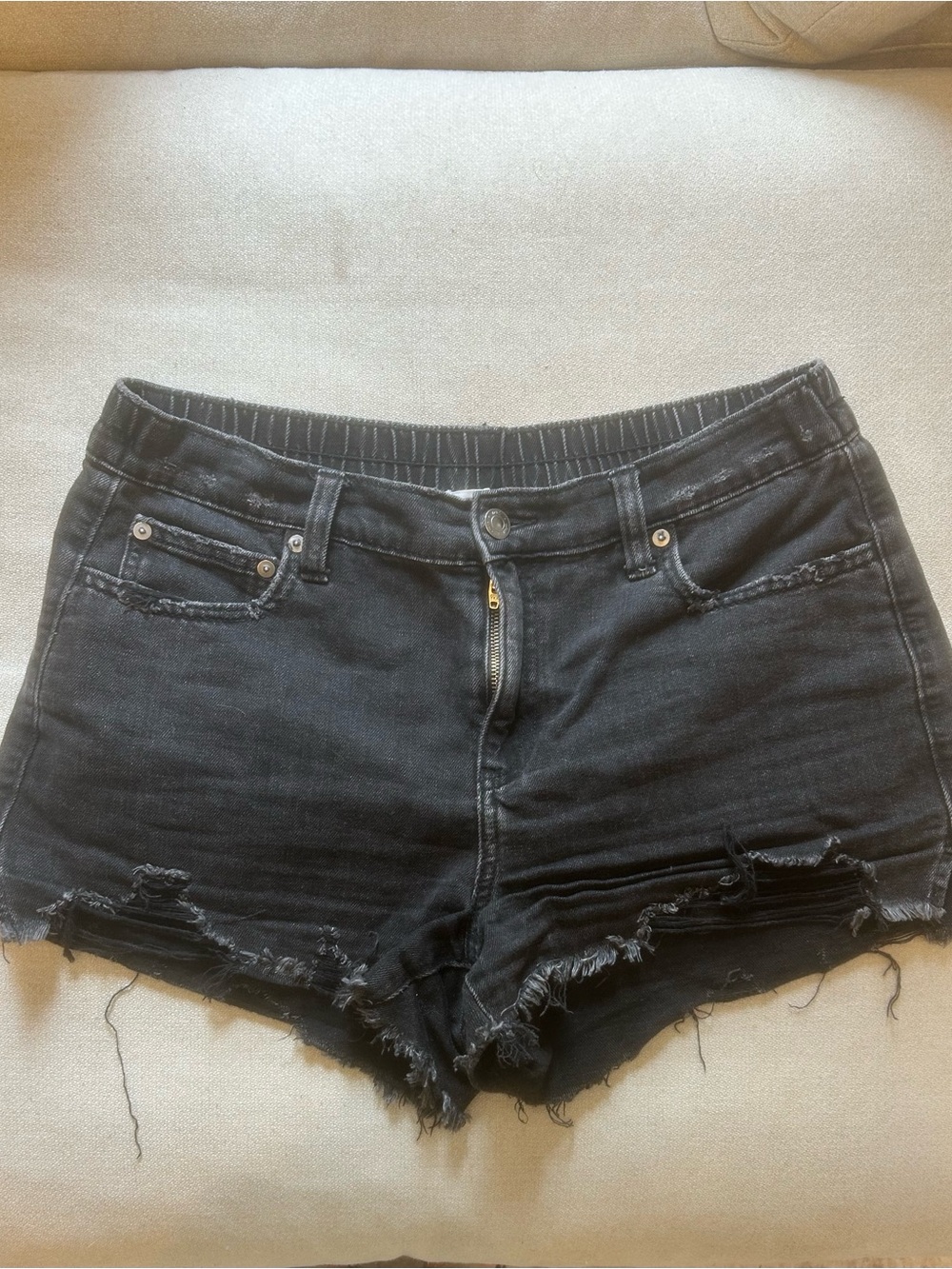 aerie Black Distressed Jean Shorts Size Medium